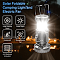 Miniatyrbild 4 av 5: Solarlampa för Camping, 1500mAh LED Campinglykta, Portabel Fläkt, USB Uppladdningsbar Campinglampa, Vattentät, Batteridriven Campinglampa för Strömavbrott O