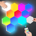 Miniatyrbillede 1 af 5: LED Væglampe med Fjernbetjening, Smarte Sekskantede Lys Touch Kontrol RGB Gaming Lampe Natlamper DIY Geometri Splejsningsmodul til Gaming Setup, H