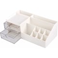 Miniatyrbillede 1 af 5: Makeup Organizer, Makeup Opbevaring, Kosmetik Opbevaring med Skuffer til Skrivebordsarrangør, Makeup Organizer til Kommode, Soveværelse, Badeværelse Hvid