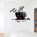 Miniatyrbillede 3 af 4: Kreativ DIY Akryl Køkken Vægur Moderne Design Kaffe Kop Form Ur Vægskunst Hjem Dekoration Hul Digitalt Ur