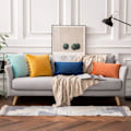 Miniatyrbilde 4 av 4: 2 stk fløyel myke ensfargede dekorative putetrekk med frynser frynser boho putetrekk for sofa seng marineblå