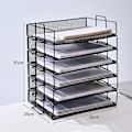 Miniatyrbillede 4 af 5: 2 stk. brevbakker/stabelbare metalnet skrivebordsbakke/multifunktionel arrangør/filholder til kontor, skole, studie - (sølv)