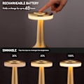 Miniatyrbilde 4 av 5: O'BRIGHT BORDLAMPE LAD BORDLAMPE LAD med berøringssensor, 3 lysstyrkenivåer, oppladbart batteri opptil 48 timer, nattlys for barnerom