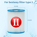 Miniatyrbillede 4 af 5: 2 stk. filter til Bestway type 2, spa udskiftning oppustelig poolfilter tilbehør til Bestway 58094 type II patroner, vaskbar og genanvendelig