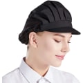 Miniatyrbillede 4 af 5: Sæt med 3 kokkehatte, sorte [halv mesh, halv stof] unisex køkkenhatte med mesh, egnet til arbejde i værksteder, fabrikskøkkener og bagerier.