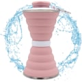 Miniatyrbild 1 av 5: Rosa hopfällbar vattenflaska 500ml Reseflaska Silikon hopfällbar vattenflaska med karbinhake Läckagesäker Campingmugg för utomhusaktiviteter G