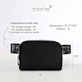 Pikkukuva 5 / 5: (Musta) Unisex mini fanny pack säädettävillä hihnoilla harjoitteluun, juoksuun, matkustamiseen, patikointiin.