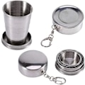 Miniatyrbilde 4 av 4: 150ML Sammenleggbar Krus Premium Rustfritt Stål Teleskop Krus Nøkkelring Stablebar Vinglass Utendørs Drikke Teleskop Flaske Camping Sammenleggbar Wa
