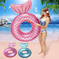 Miniatyrbilde 3 av 5: Rosa havfrue oppblåsbar bassengflyter oppblåsbar bassengflyter lounge flåte sommerdekorasjoner strand vannmoro leker for barn 110c