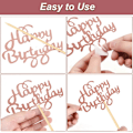 Miniatyrbilde 3 av 5: Gull bursdagskakepynt (rosa gull), 2 sett bursdagskakepynt for barn jenter gutter kvinner mann, Happy Birthday stjerner cupcake toppers for dekorasjon