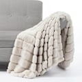 Miniatyrbilde 1 av 5: Pelspledd til sofa, tykt og mykt vinterpledd til sofa, soverom, stue, 130 x 160 cm, beige
