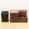 Miniatyrbilde 5 av 5: Tretreboks i tre for frisørverktøy, holder for hårsaks, oppbevaringsbeholder for frisørsaks