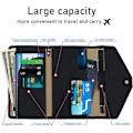 Miniatyrbilde 3 av 5: Multifunksjonell tredelt reisepassholder (svart), RFID-avskjærende reisepassholder, dokumentbehandler passmappe, brukt for pa