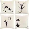 Miniatyrbild 1 av 5: Set med 4 st kuddfodral, 45 x 45 cm, bohemisk stil, dekorativa, för soffa, kontor, bil, sovrum, inredning (kattlinne)