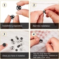 Miniatyrbilde 4 av 5: 24 sett med sydde trykknapper (12 mm), sydde trykknapper, sorte sølv metall trykknapper, hengere, vesker, syprosess DIY produktnagler