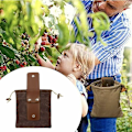 Miniatyrbillede 2 af 5: (Grøn) Foldbar plukkelomme plukketaske af oxford stof frugter robust værktøjstaske med læder tæppe til camping/picnic/udendørs vandreture