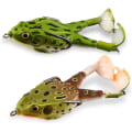 Miniatyrbilde 1 av 4: 2 stk fiskefrosk, fiskeagn, 9cm dobbel froskepropeller, mykt agn med 3D-øyne, 360° roterende hale kunstig mykt agn med og for utendørs