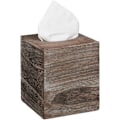 Miniatyrbild 1 av 5: 10025563 Fyrkantig näsdukbox, Distributör Badrumsservetter, Träkub, shabby, HLP 16,5x14x14 cm, brun, 1 element