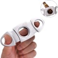 Miniatyrbillede 5 af 5: Sort læder cigaræske, cigar etui, bærbar læder cigar etui med cedertræ foring 3 rør, med rustfrit stål cigar cutter