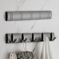 Miniatyrbillede 2 af 3: Foldbar Vægmonteret Knagerække med 5 Kroge, Pladsbesparende Vægmonteret Knagerække, Håndklædeholder, Gunmetal Ask Krog, Velegnet til Badeværelse, Soveværelse, Entré