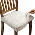 Miniatyrbillede 1 af 5: 4 stk. udtrækkeligt jacquard stolbetræk til aftagelig og vaskbar spisestue (med rygstropper), beige