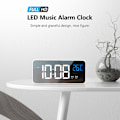 Miniatyrbild 2 av 5: LED digital väckarklocka för sovrum, elektronisk klocka med termometer, 2 alarm, snooze-funktion, 4 ljusstyrkenivåer, spegelklocka, USB-laddning för