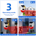 Miniatyrbillede 3 af 5: Solar bevægelsesdetektor alarm Udendørs alarm 120 dB Sirene Sirète Stroboskoplys LED Sikkerhed Sikkerhedsalarm Justerbar detektion IP65 Bevægelsesdetektor