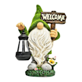 Miniatyrbillede 1 af 4: Havehave Pynt Nisse Statue Velegnet Til Udendørs Havedekoration (Velkommen Flok Plade)