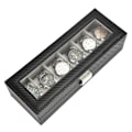 Pikkukuva 3 / 5: 6 Lokeroa (30*11*8cm) - CASE ELEGANCE Tekonahkainen kellolaatikko, krokotiilin tekstuuri, miesten/naisten kellolaatikko, kellon säilytyslaatikko, järjestäjä lasilla