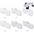 Pikkukuva 2 / 5: Suurennuslasit 2 LED-valoa 5 linssiä Suurennuslasit Säädettävä, Vaihdettava, 1.0X, 1.5X, 2.0X, 2.5X, 3.5X Kangaspuhdistus Töihin, Electr