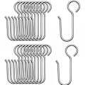 Miniatyrbilde 1 av 5: Metallgardinkroker, 20 stk. dusjforhengskroker i rustfritt stål, gardinskinnekroker formet som S