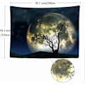 Miniatyrbillede 5 af 5: Dekorativt Vægtæppe Soveværelse - Fuld Måne Nat Nat Træ - 200 x 150 cm Stort - Stof tapet - Tapestry Æstetisk Væg - Panorama dekoration