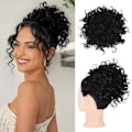Pikkukuva 1 / 4: 1PCS Messy Hair Bun Hair Piece Elastic Drawstring Loose Wave Large Curly Bun Short  Bun Extension for Women Daily Use - Natural Black