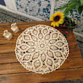 Miniatyrbild 2 av 5: Runt bord bordsduk handgjord beige 60 cm
