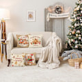 Miniatyrbillede 2 af 5: 4 Stykker Julepude Pudebetræk Peberkage 45 x 45 cm Lastbil Julebageri Polyester Dekorativt Pudebetræk Til Sofa Soveværelse Hjem Vinterdekoration