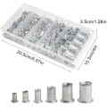 Miniatyrbilde 3 av 5: 190 stk flate hoder med gjengede nagler, flate hoder aluminium nagler mutter, blind innlegg mutter, med oppbevaringsboks, for tremøbler, M3/M4/M5/M6/M8/M10，HANBING