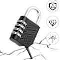 Miniatyrbild 5 av 5: Set med 2 hänglås 4-siffrig kod, Cadenas med kombination zinklegering Cadenas Kod för resväska för college gym flygplan (svart)