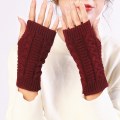 Miniatyrbilde 3 av 5: Twist fashion hansker høst og vinter strikket ull varme halvfingerløse hansker for menn og kvinner