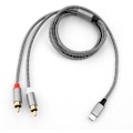 Miniatyrbild 1 av 5: Lightning till RCA aux-ljudadapter, Stereo Y-separatoradapter för vissa iPhone, iPad för effektförstärkare, bil, hemmabio, högtalare