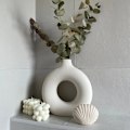 Miniatyrbilde 1 av 5: Sett med 2 hvite keramiske blomstervaser for dekorasjon