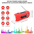 Miniatyrbild 2 av 5: （Röd） Bärbar solcellsradio, Dynamoradio, solcellsradio med SOS-larm för nödsituationer, liten radio, vattentät IPX3-radio, AM/FM-vevradio, fickradio l