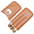 Miniatyrbillede 2 af 4: 2 stk. Sort Læder Cigar Etui Rejse Humidor til 3 Cigarer med Cigarskærer
