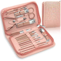 Miniatyrbild 1 av 5: Manikyrset Nagelklippare Kit för Kvinnor Män 18 i 1 Professionell Rostfritt Stål Pedikyrvård Verktyg Kit Nagelsax Set Saxar Skötsel Kit Med