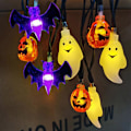 Miniatyrbilde 3 av 3: Fargerike lyslenker Halloween-layout edderkopp flaggermus spøkelse gresskar spøkelsesfestival dekorative lys anheng lysstreng