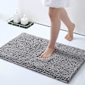 Miniatyrbild 1 av 5: Halkskyddad badrumsmatta, mjuk chenille mikrofiber badrumsmatta, absorberande badrumsmatta, maskintvättbar - 40 x 60 cm, ljusgrå