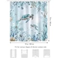 Miniatyrbillede 4 af 4: Bruseforhæng havskildpadde ocean blå alger Badeforhæng polyester anti-skimmel vandtæt vaskbart badeværelsesforhæng 180 x 180 cm med 12 kroge til bad