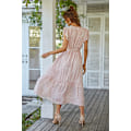 Miniatyrbillede 4 af 4: Kvinder 2023 Floral Sommerkjole Wrap V Hals Kort Ærme Snørebånd Ruffle Hem A Linje Boho Maxi Kjole
