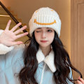 Miniatyrbillede 2 af 4: Stor ansigts japansk tyk strikket hue til kvinder efterår og vinter mode uld hue udendørs varm hue sweater trend