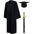 Miniatyrbilde 1 av 5: Gradueringskjole og -hatt for voksne L 2023 sort unisex gradueringsett