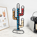 Miniatyrbillede 3 af 5: Podholder, Kaktusformet Kaffepodholder Hjem Sort Jern Kaffe Kapsel Opbevaringsholder Organizer, Kan Holde 48 Kaffepods
